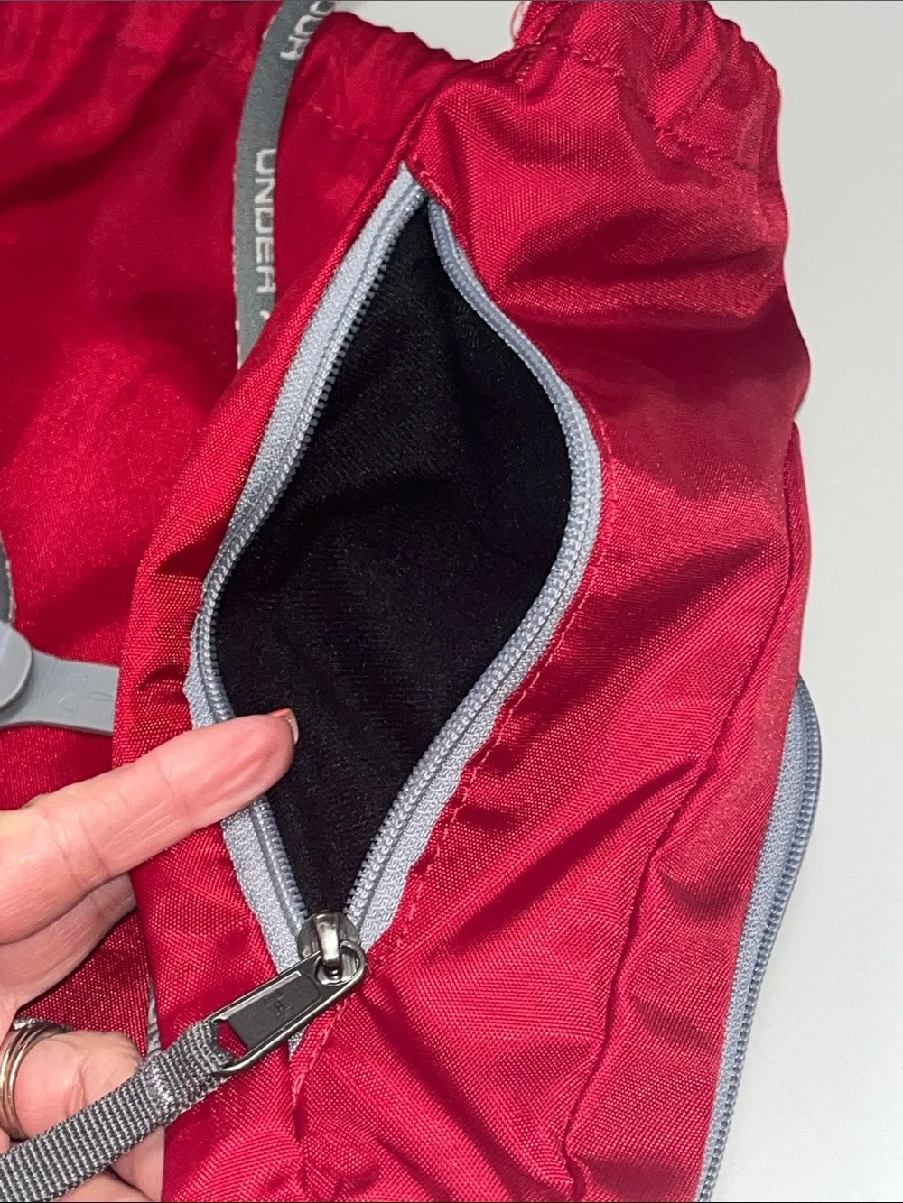 Under Armour Red and Gray Men's Drawstring Backpack with Front & side Pockets